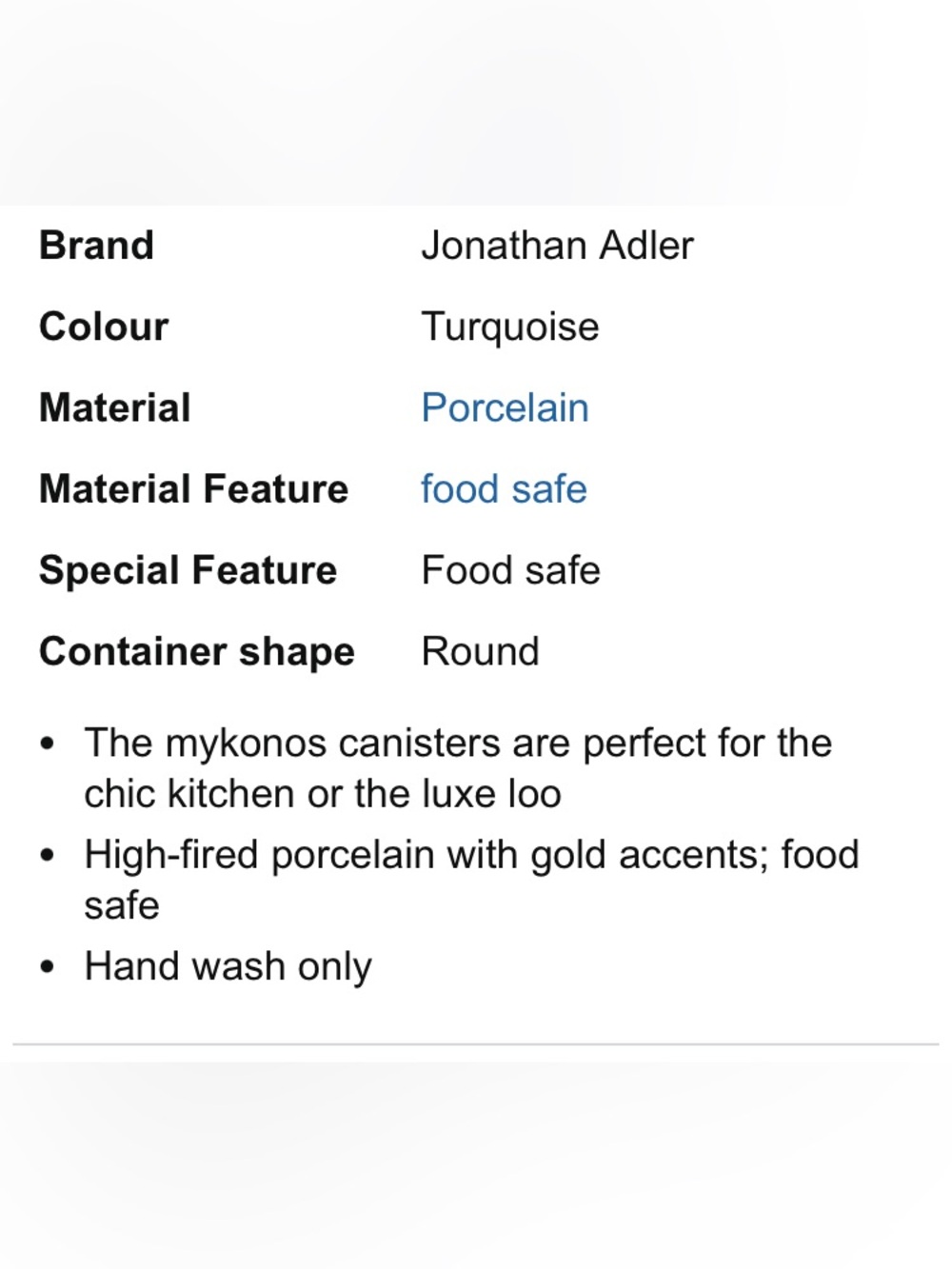 Jonathan Adler Turquoise Porcelain Canister with Gold Accents - Picture 3 of 7